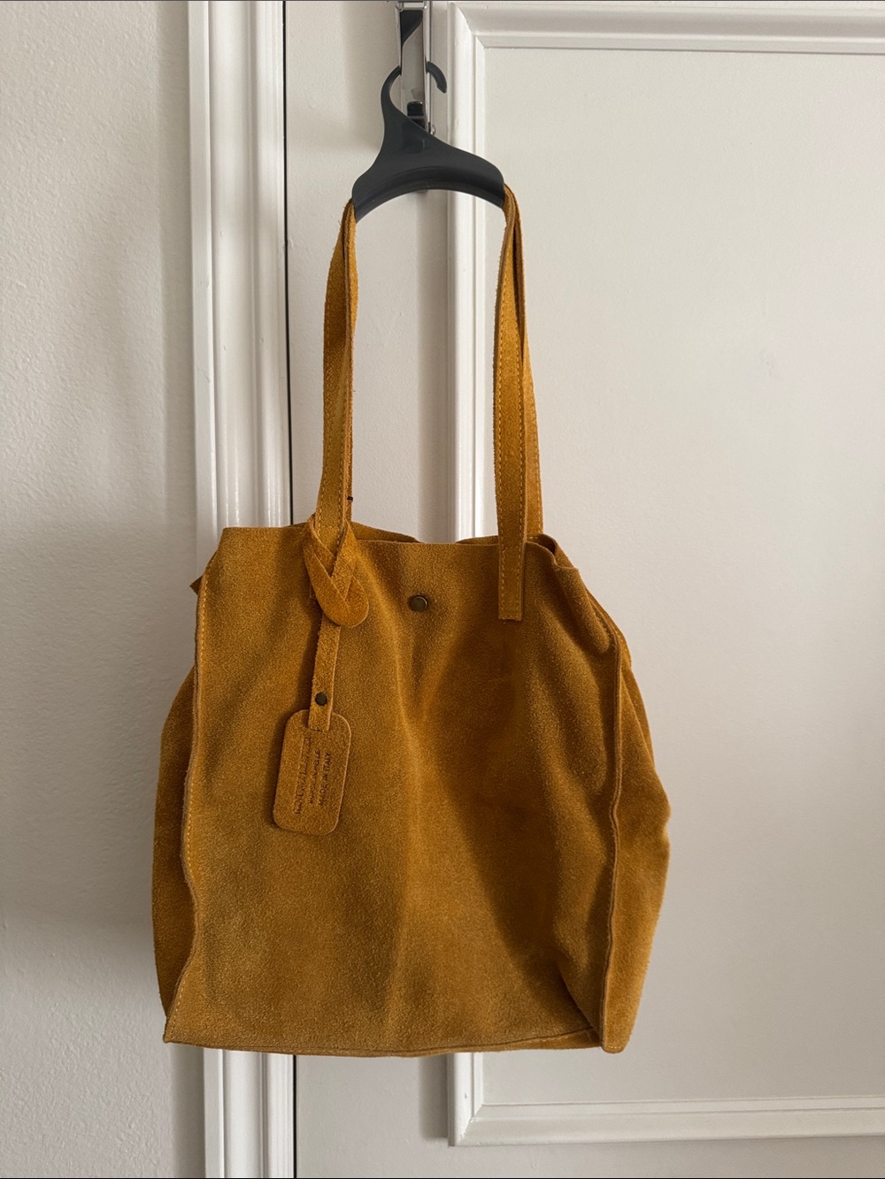 Suede Tote Bag in Mustard Yellow
